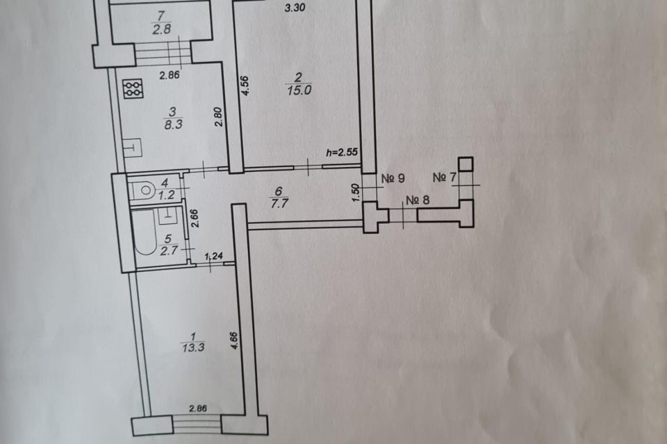 Продаётся 2-комнатная квартира, 48.2 м²