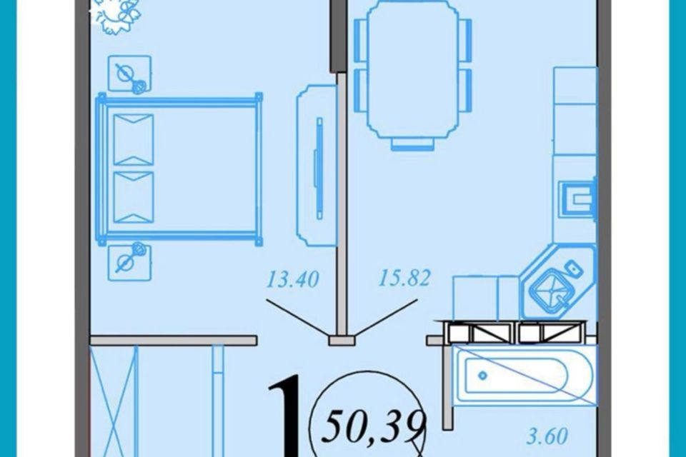 Продаётся 1-комнатная квартира, 47.3 м²