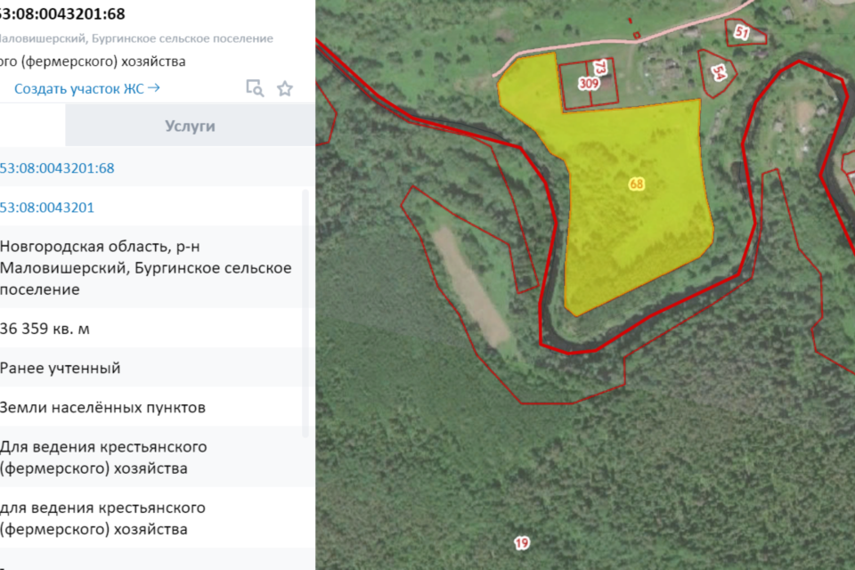 Площадь фермерских земель. Бургинское сельское поселение.