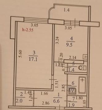 Продаётся 1-комнатная квартира, 42 м²
