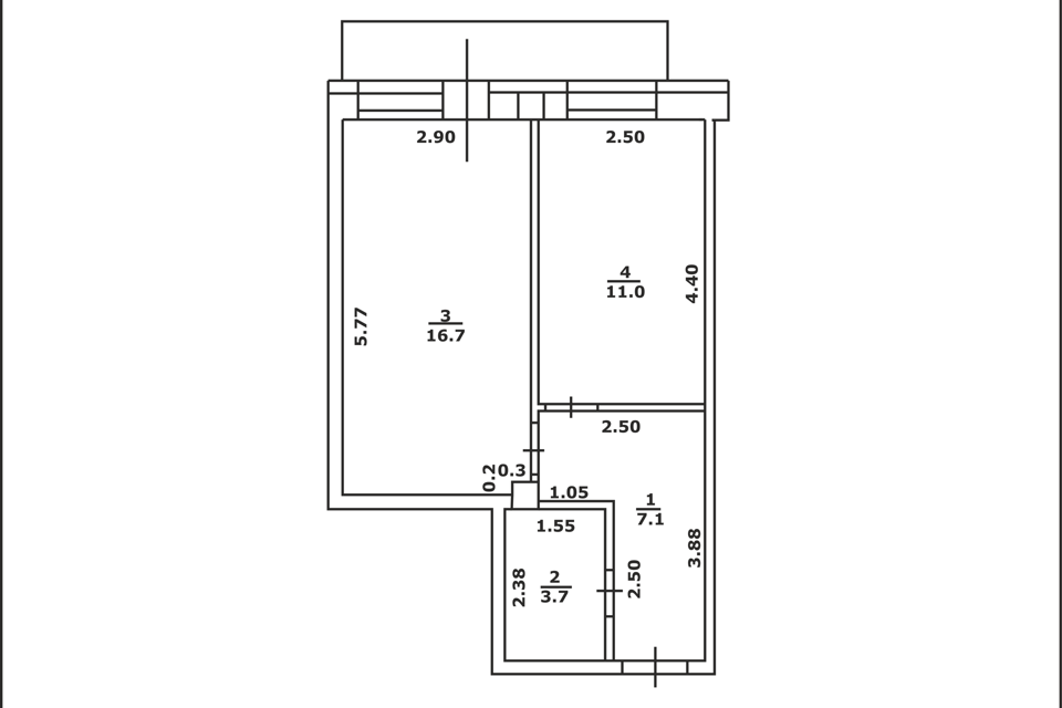 Продаётся 1-комнатная квартира, 38.2 м²