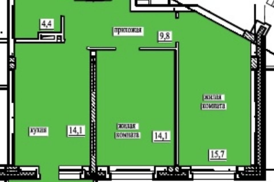 Продаётся 2-комнатная квартира, 59.9 м²