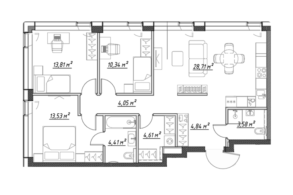 Продаётся 3-комнатная квартира, 87.8 м²