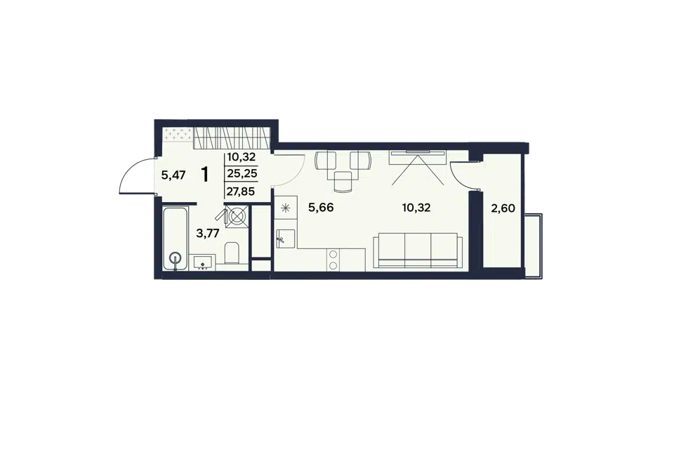 Продаётся студия, 25.6 м²
