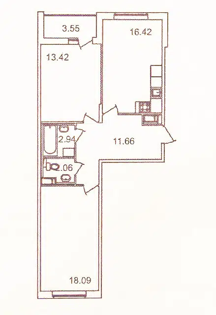 Продаётся 2-комнатная квартира, 65 м²