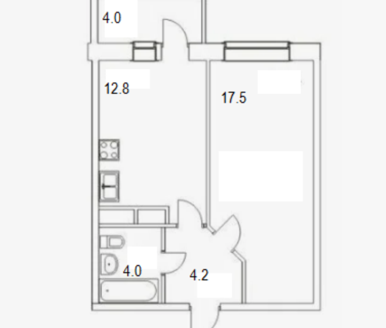 Продаётся 1-комнатная квартира, 38.5 м²