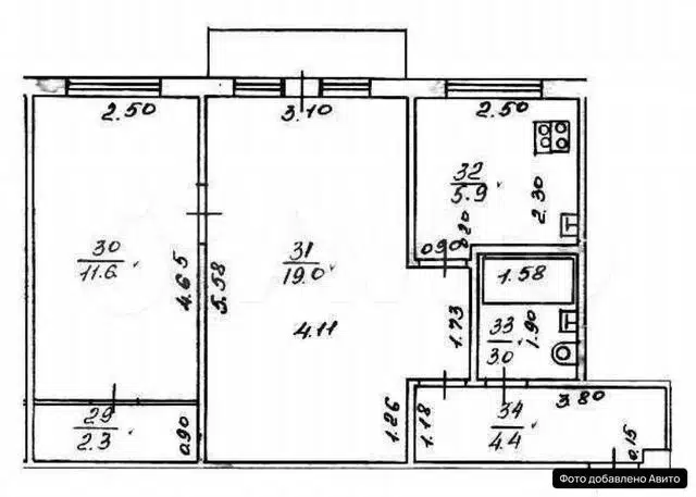 Продаётся 2-комнатная квартира, 46.2 м²