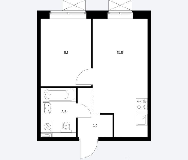 Продаётся 1-комнатная квартира, 32 м²