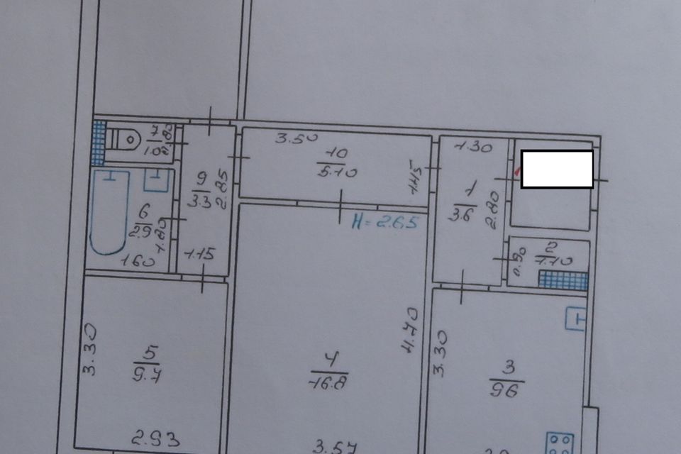 Продаётся 3-комнатная квартира, 69.3 м²