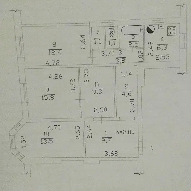 Продаётся 3-комнатная квартира, 80 м²