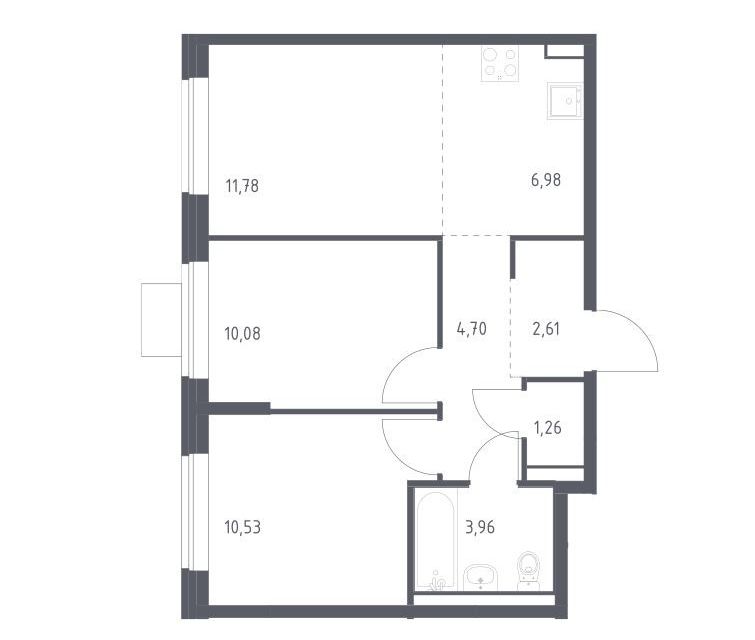 Продаётся 2-комнатная квартира, 51.9 м²