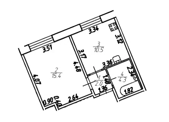 Продаётся 1-комнатная квартира, 32.2 м²
