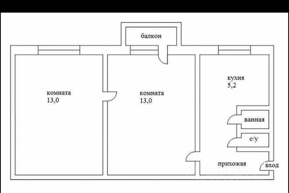 Продаётся 2-комнатная квартира, 43.5 м²