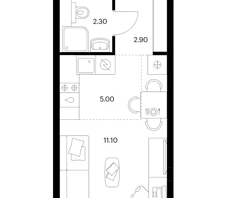 Продаётся студия, 21.3 м²