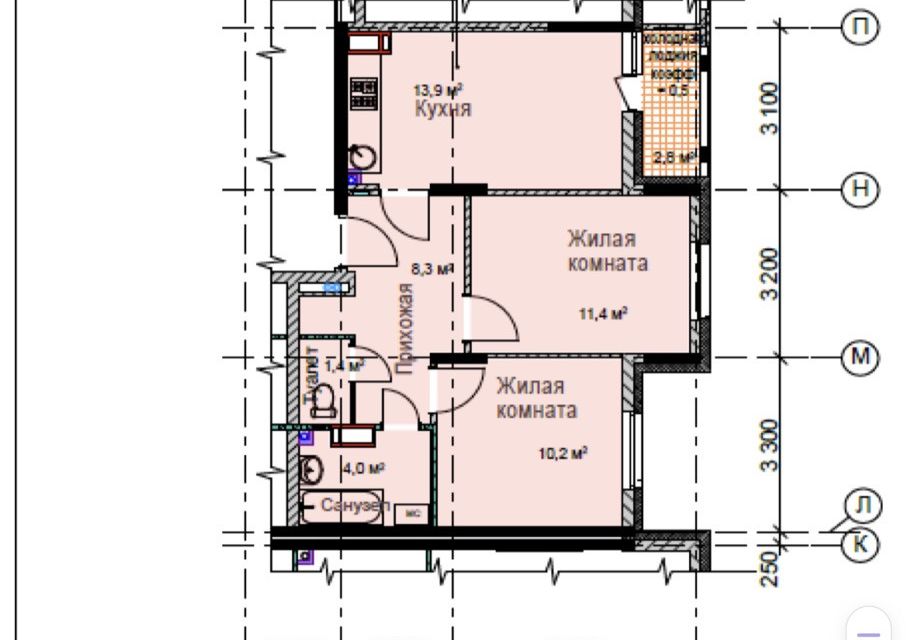 Продаётся 2-комнатная квартира, 50.6 м²