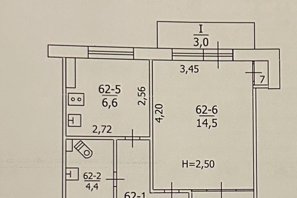Продаётся 1-комнатная квартира, 35 м²