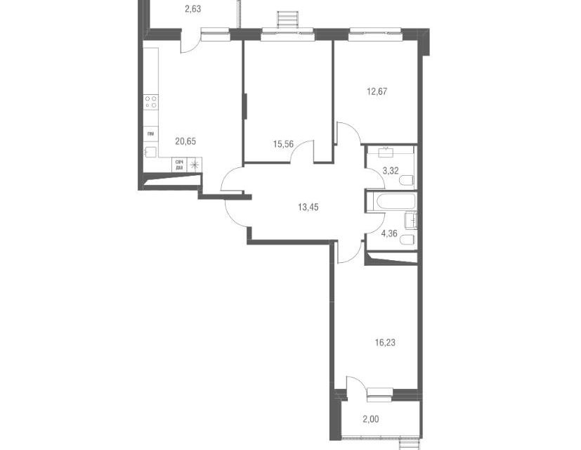 Продаётся 3-комнатная квартира, 90.87 м²