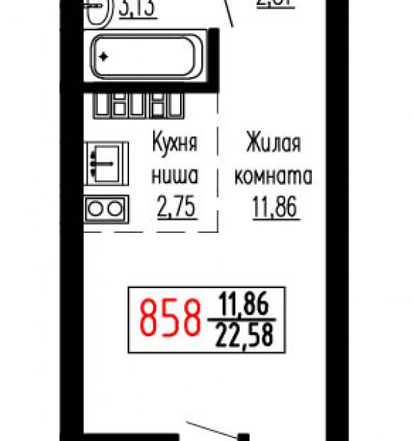 Продаётся студия, 22.5 м²