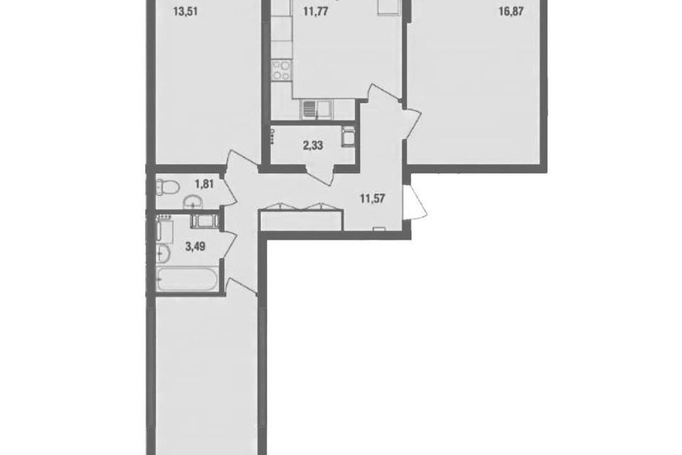 Продаётся 3-комнатная квартира, 77.5 м²