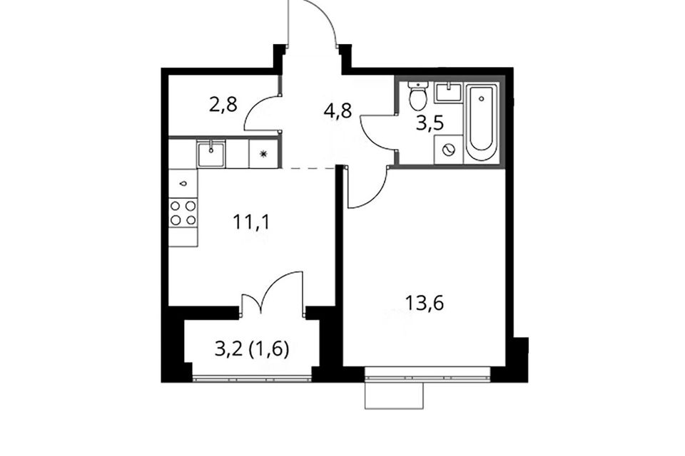 Продаётся 1-комнатная квартира, 37.4 м²