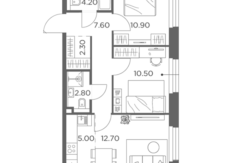 Продаётся 2-комнатная квартира, 56 м²