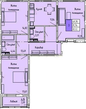 Продаётся 3-комнатная квартира, 84 м²