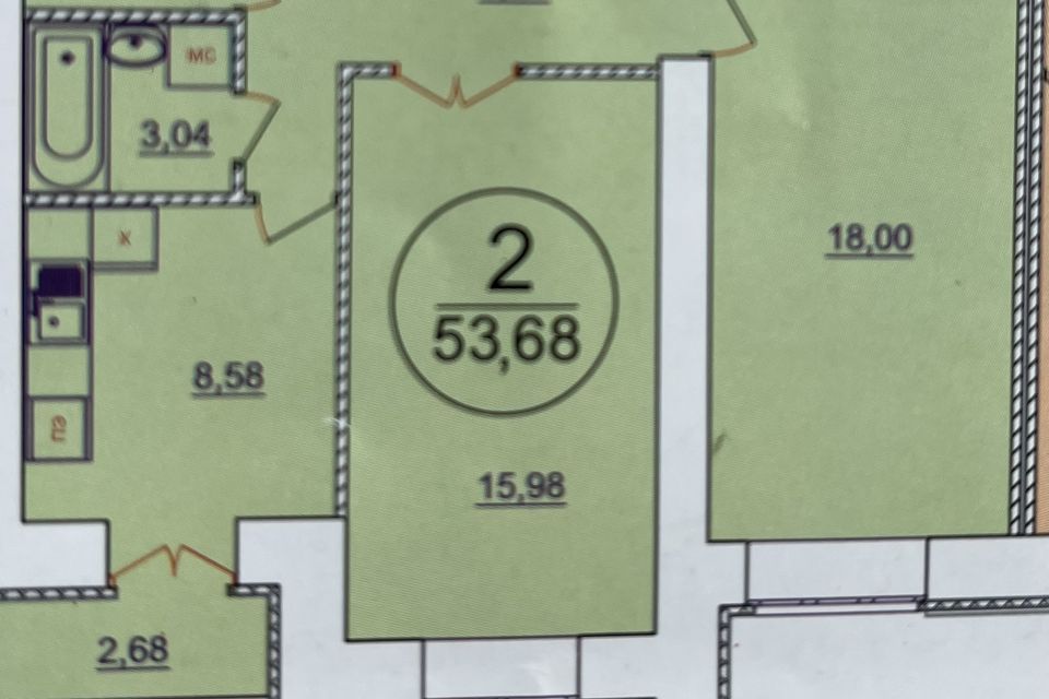 Продаётся 2-комнатная квартира, 54 м²