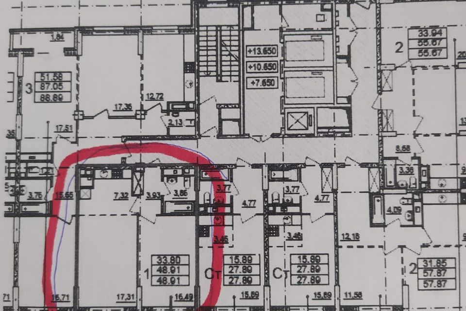 Продаётся 1-комнатная квартира, 49.6 м²
