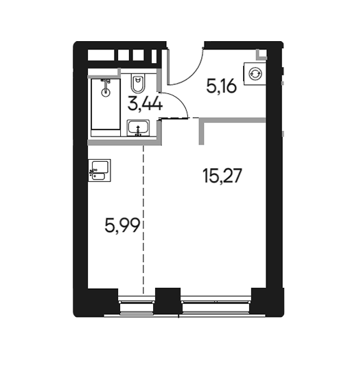 Продаётся студия, 29.86 м²