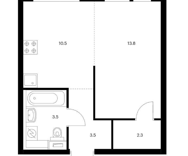 Продаётся 1-комнатная квартира, 33.6 м²