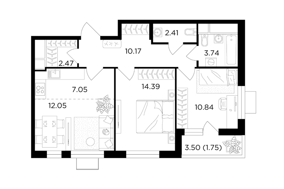 Продаётся 3-комнатная квартира, 65 м²