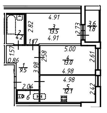 Продаётся 2-комнатная квартира, 54.4 м²