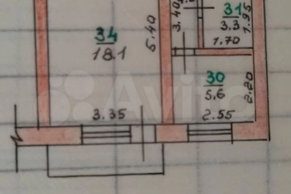 Продаётся 1-комнатная квартира, 33 м²