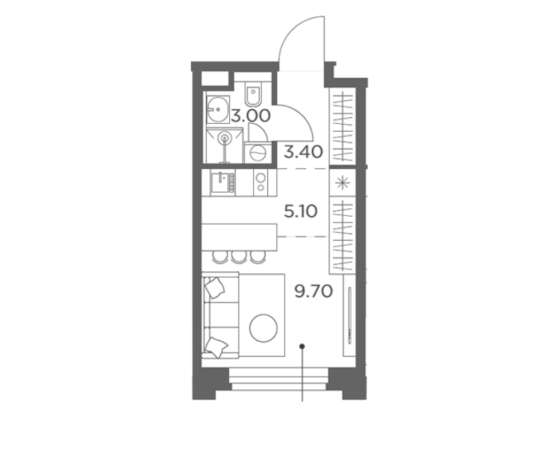 Продаётся студия, 21.2 м²