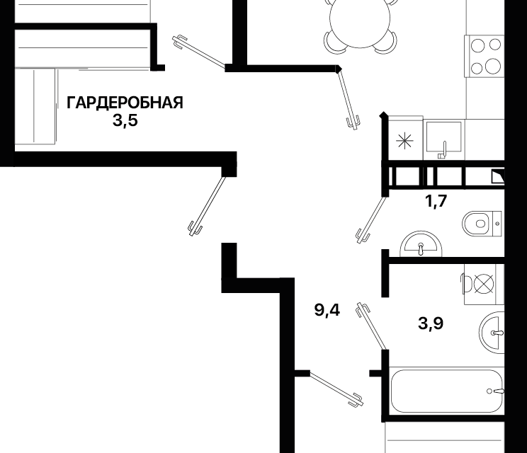 Продаётся 2-комнатная квартира, 65 м²