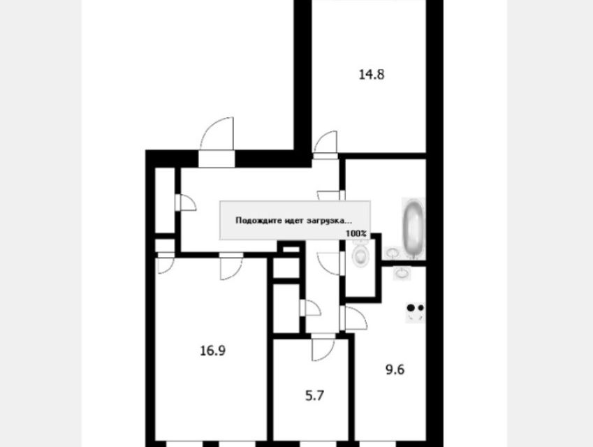 Продаётся 3-комнатная квартира, 69.4 м²