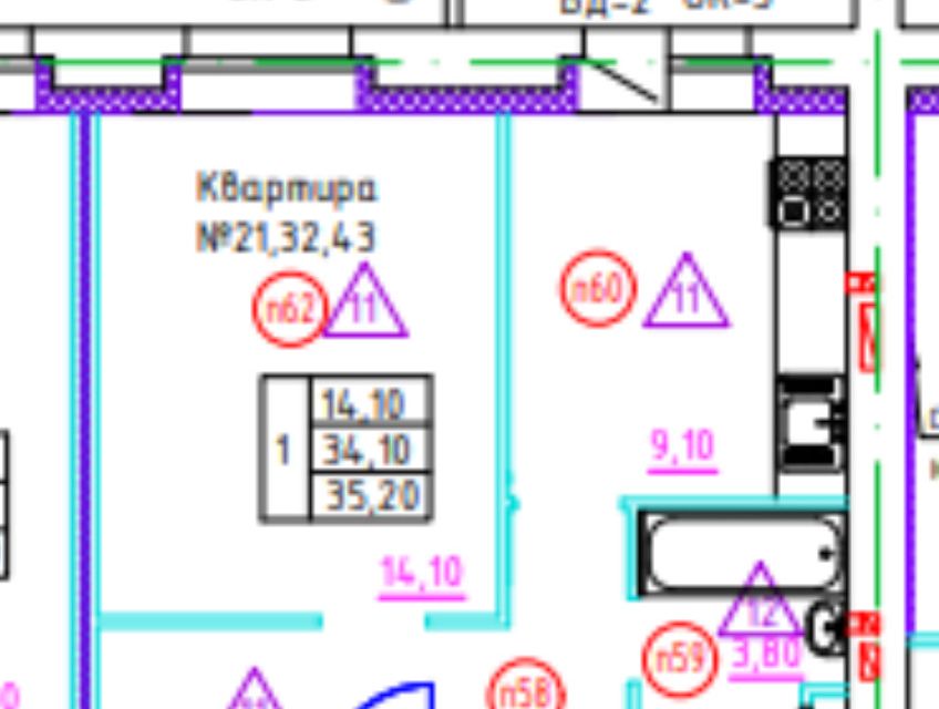 Продаётся 1-комнатная квартира, 34.1 м²