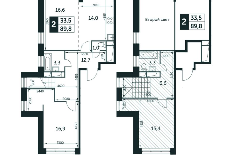 Продаётся 2-комнатная квартира, 89.7 м²