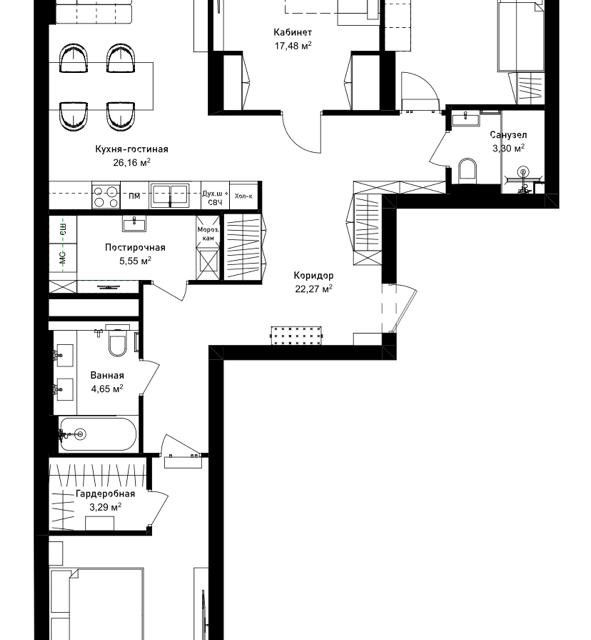 Продаётся 3-комнатная квартира, 112.8 м²
