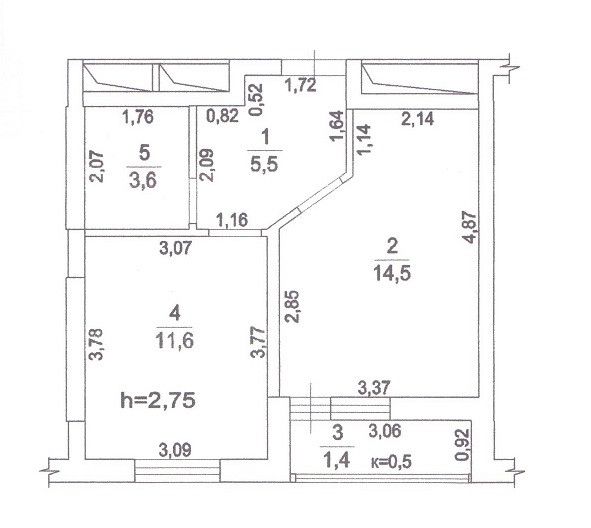 Продаётся 1-комнатная квартира, 35.2 м²