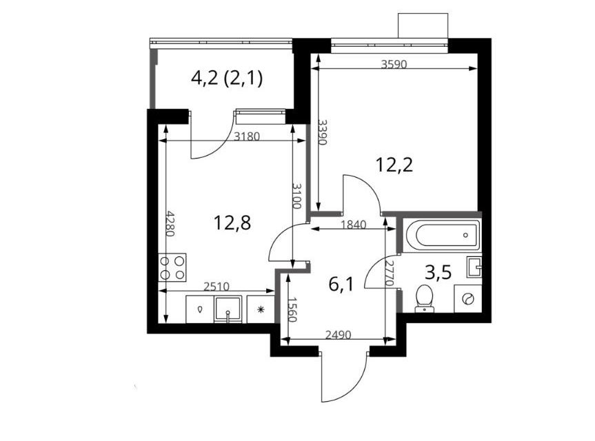 Продаётся 1-комнатная квартира, 36.7 м²