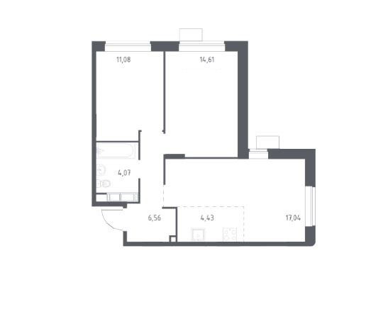 Продаётся 2-комнатная квартира, 57.79 м²