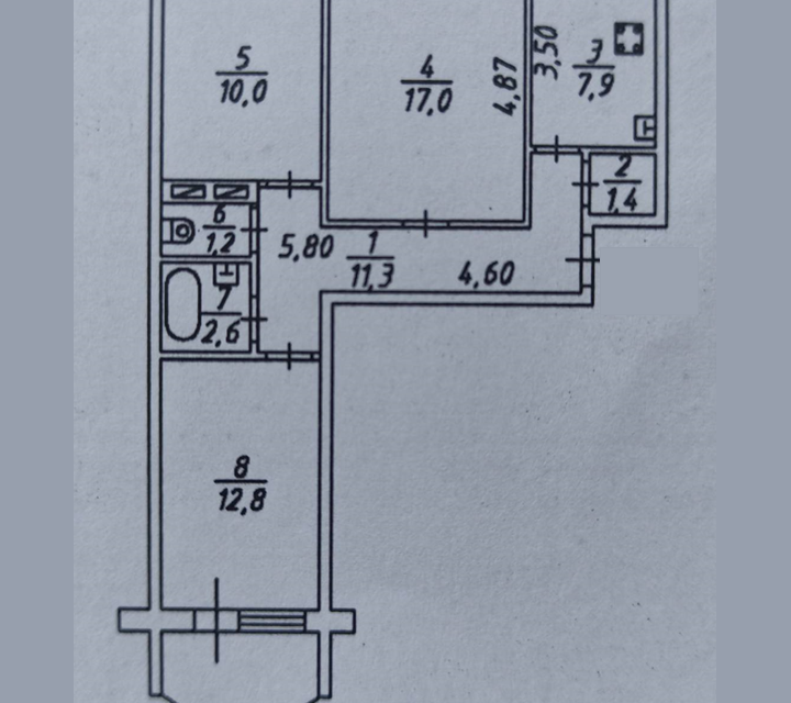 Продаётся 3-комнатная квартира, 64.2 м²