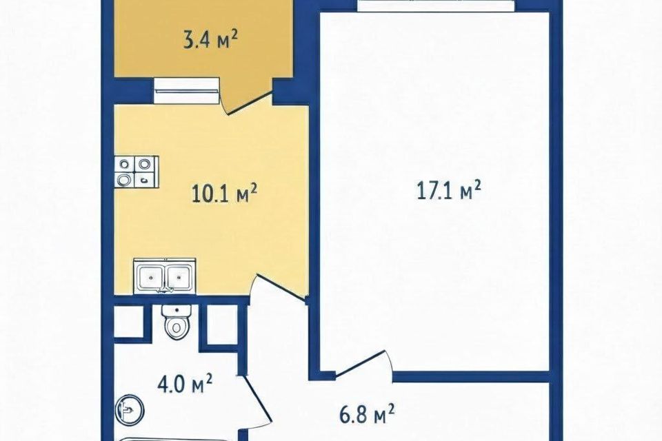 Продаётся 1-комнатная квартира, 38 м²