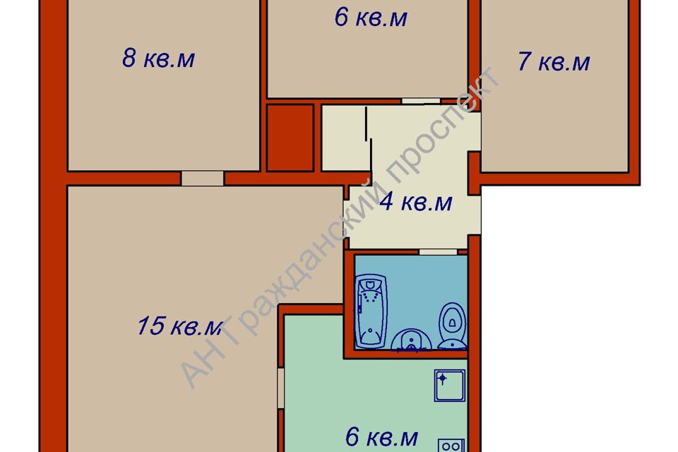 Продаётся 4-комнатная квартира, 48 м²