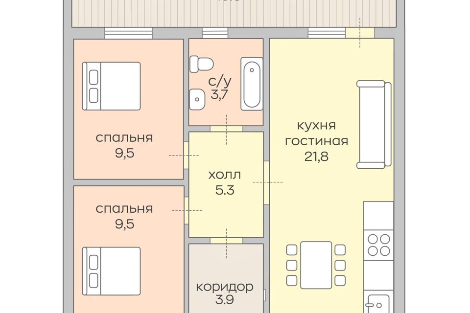 СКИФ 59 м2 - проект одноэтажного трехкомнатного дома 8 на 10 метров