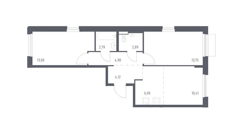 Продаётся 2-комнатная квартира, 59.64 м²