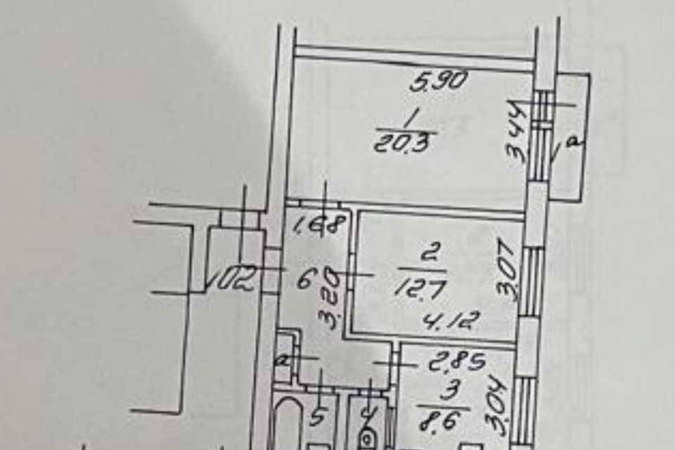 Продаётся 2-комнатная квартира, 54.4 м²