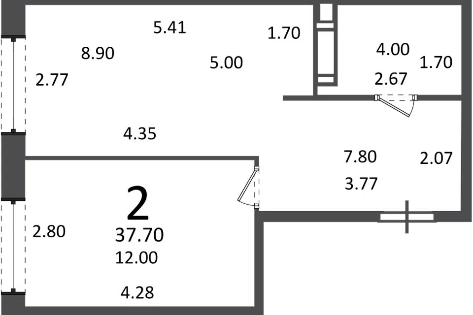 Продаётся 2-комнатная квартира, 38 м²
