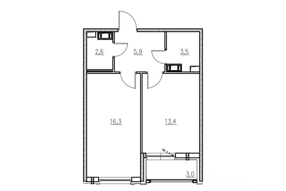 Продаётся 1-комнатная квартира, 41.7 м²